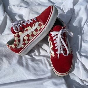 ✨Red Checkerboard Old Skool Lace Up Vans✨
